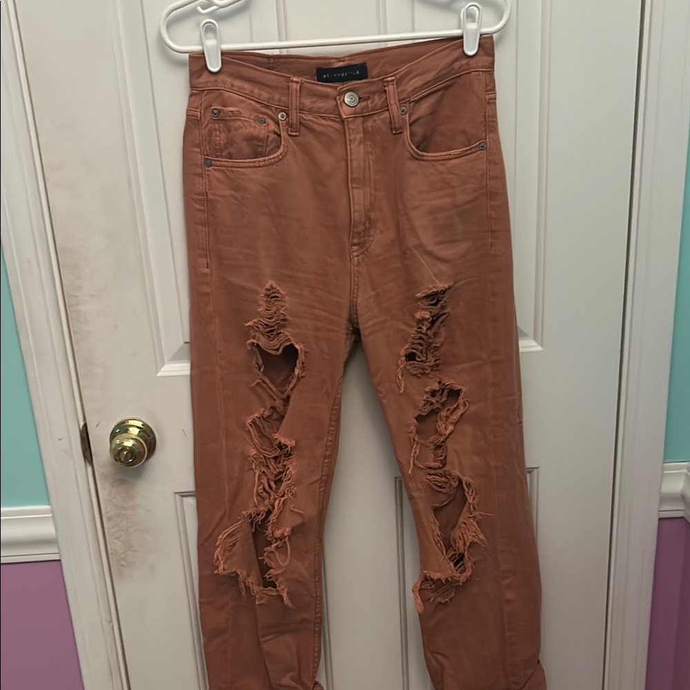 Salmon Colored Ripped Jeans